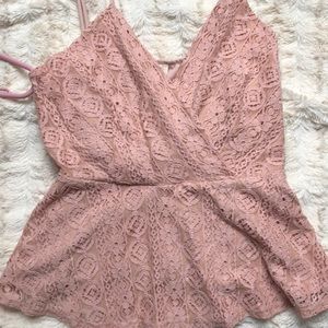 Champagne pink crocheted tank top